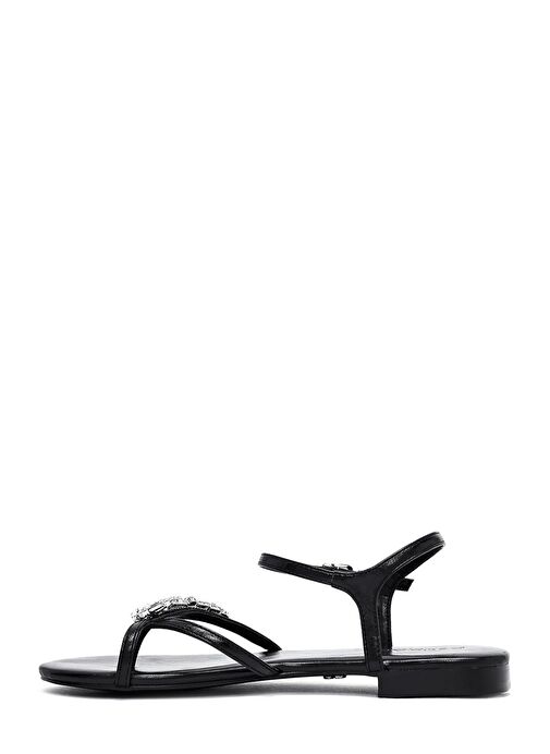 Kadın Siyah Taşlı Parmak Arası Sandalet 25SFE482914 - Görsel 3