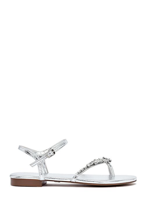 Kadın Gümüş Taşlı Parmak Arası Sandalet 25SFE482914 - Görsel 2