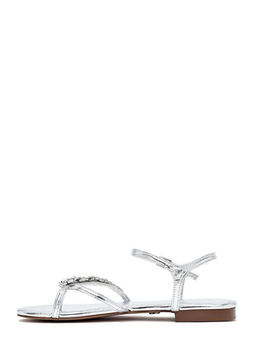 Kadın Gümüş Taşlı Parmak Arası Sandalet 25SFE482914 - Görsel 3