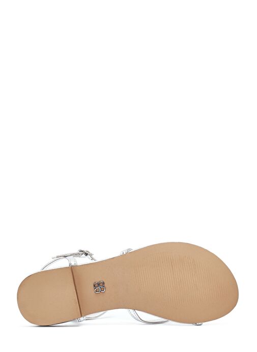 Kadın Gümüş Taşlı Parmak Arası Sandalet 25SFE482914 - Görsel 5