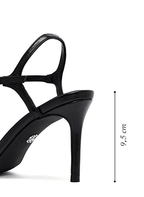 Kadın Siyah Bilekten Tokalı Taşlı İnce Topuklu Sandalet 25SFE482814 - Görsel 3
