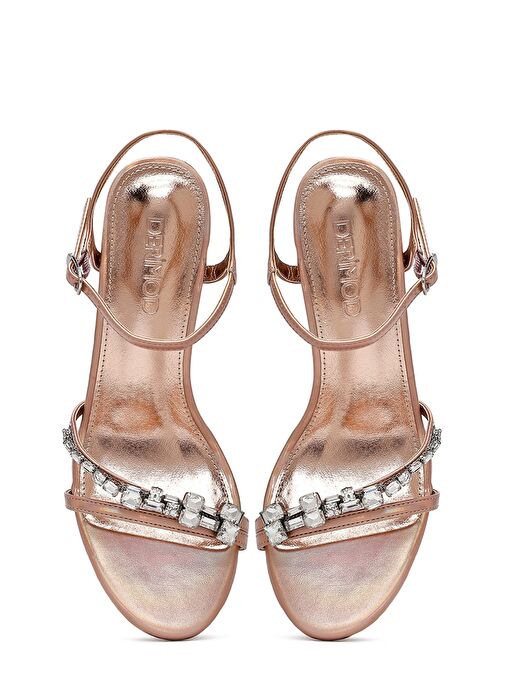 Kadın Pembe Bilekten Tokalı Taşlı İnce Topuklu Sandalet 25SFE482814 - Görsel 9