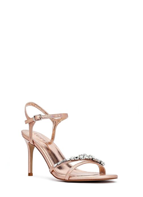 Kadın Pembe Bilekten Tokalı Taşlı İnce Topuklu Sandalet 25SFE482814 - Görsel 7