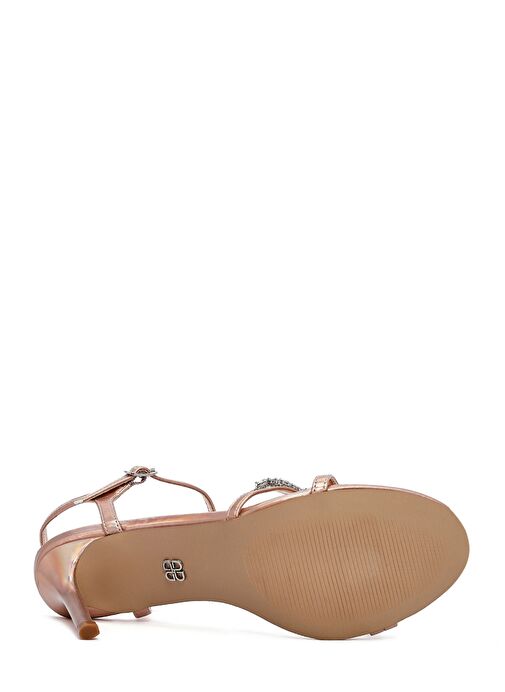 Kadın Pembe Bilekten Tokalı Taşlı İnce Topuklu Sandalet 25SFE482814 - Görsel 6