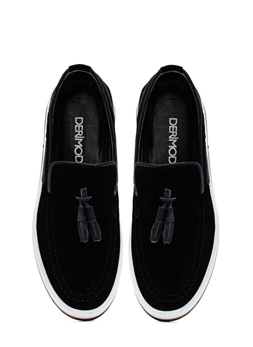 Erkek Siyah Püsküllü Süet Deri Casual Loafer 25SFD681110 - Görsel 8