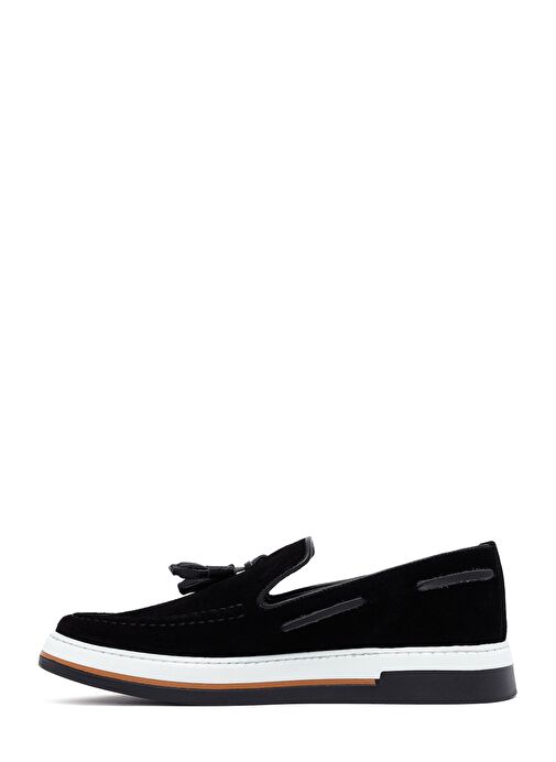 Erkek Siyah Püsküllü Süet Deri Casual Loafer 25SFD681110 - Görsel 3