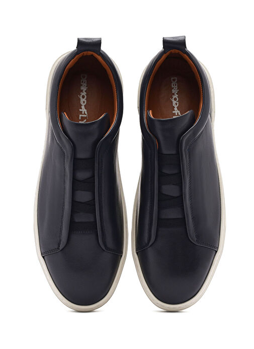 Erkek Lacivert Lastikli Deri Sneaker 25SFD631618 - Görsel 8