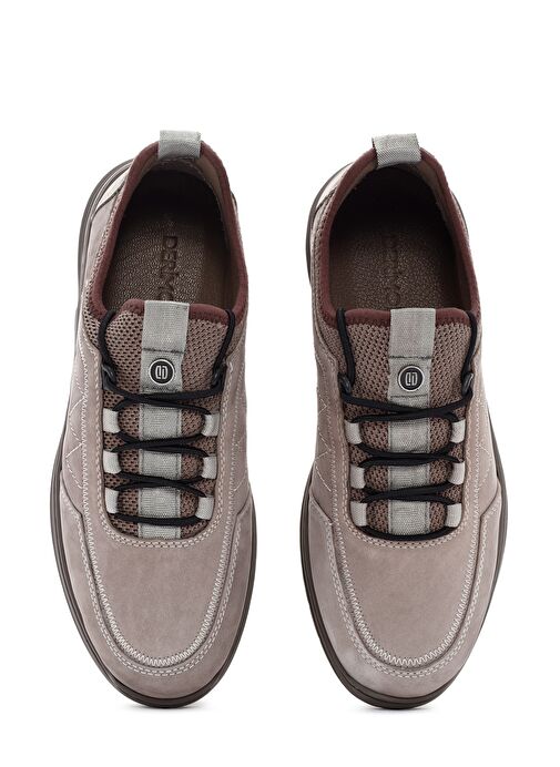 Erkek Vizon Bağcıklı Nubuk Deri Casual Sneaker 25SFD6500V3 - Görsel 8