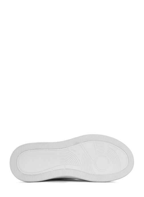 Erkek Beyaz Bağcıklı Kalın Tabanlı Deri Sneaker 25SFD650214 - Görsel 5
