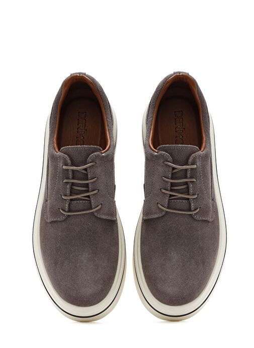 Erkek Vizon Bağcıklı Kalın Tabanlı Süet Deri Casual Ayakkabı 25SFD650310 - Görsel 8