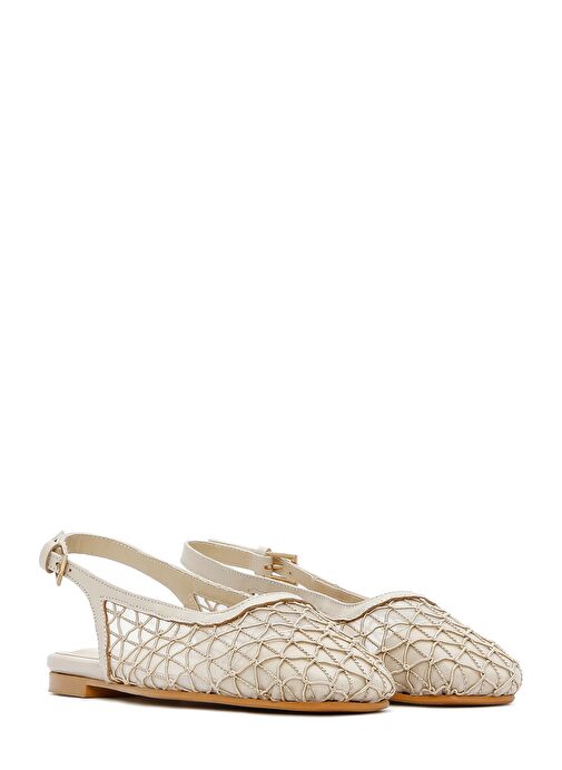 Kadın Bej Arkası Açık Desenli Babet 25SFD18146F - Görsel 4