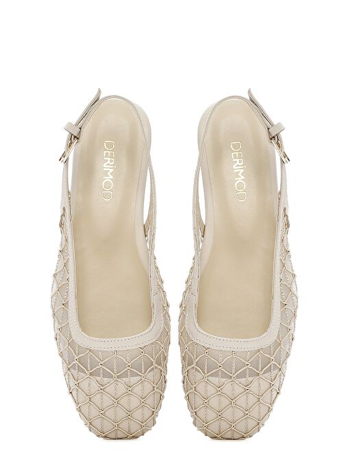 Kadın Bej Arkası Açık Desenli Babet 25SFD18146F - Görsel 8