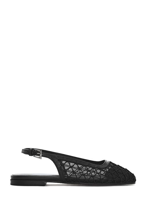 Kadın Siyah Arkası Açık Desenli Babet 25SFD18146F - Görsel 2