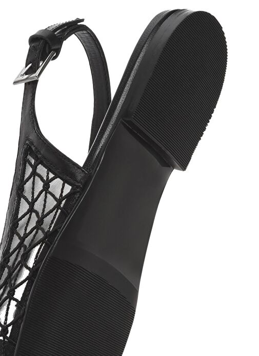 Kadın Siyah Arkası Açık Desenli Babet 25SFD18146F - Görsel 9