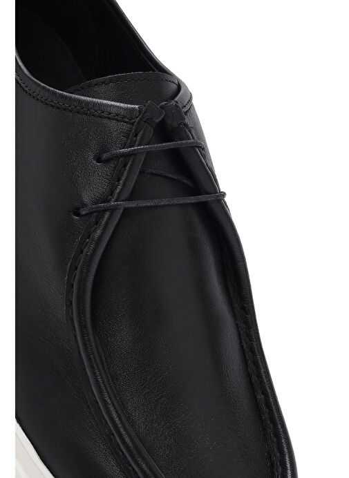 Erkek Siyah Bağcıklı Deri Casual Ayakkabı 25SFD650418 - Görsel 9