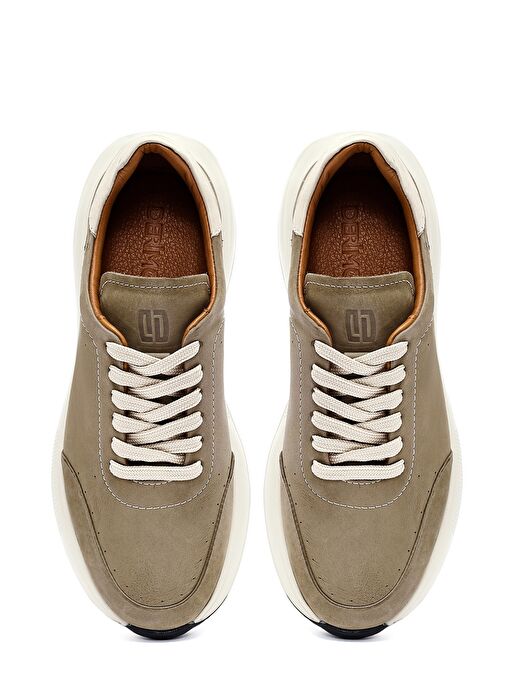 Erkek Yeşil Bağcıklı Kalın Tabanlı Nubuk Deri Sneaker 25SFD6505V3 - Görsel 8