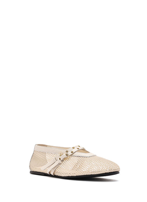 Kadın Bej Tokalı File Kumaş Babet 25SFD18136F - Görsel 7