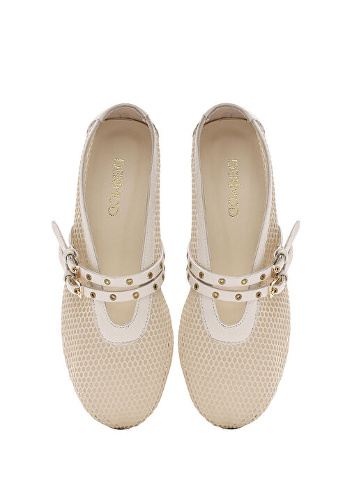 Kadın Bej Tokalı File Kumaş Babet 25SFD18136F - Görsel 8