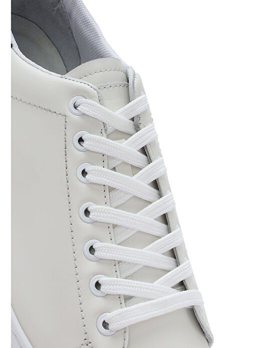 Erkek Beyaz Bağcıklı Deri Sneaker 25SFD650618 - Görsel 9