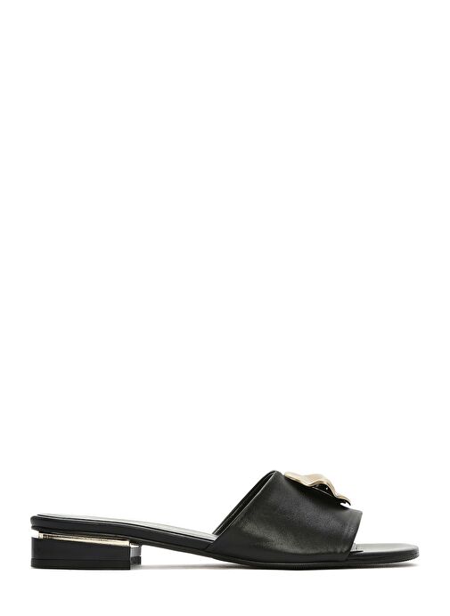 Kadın Siyah Aksesuarlı Deri Terlik 25SFD180418 - Görsel 2