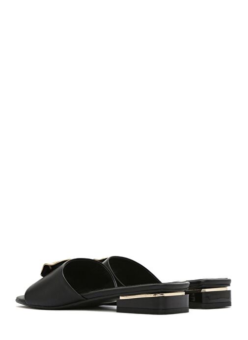 Kadın Siyah Aksesuarlı Deri Terlik 25SFD180418 - Görsel 6