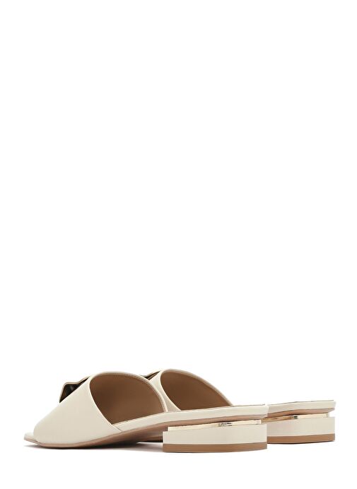 Kadın Krem Aksesuarlı Deri Terlik 25SFD180418 - Görsel 6