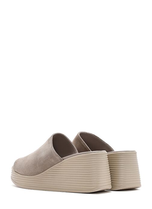 Kadın Gri Dolgu Topuklu Süet Deri Terlik 25SFD181010 - Görsel 7