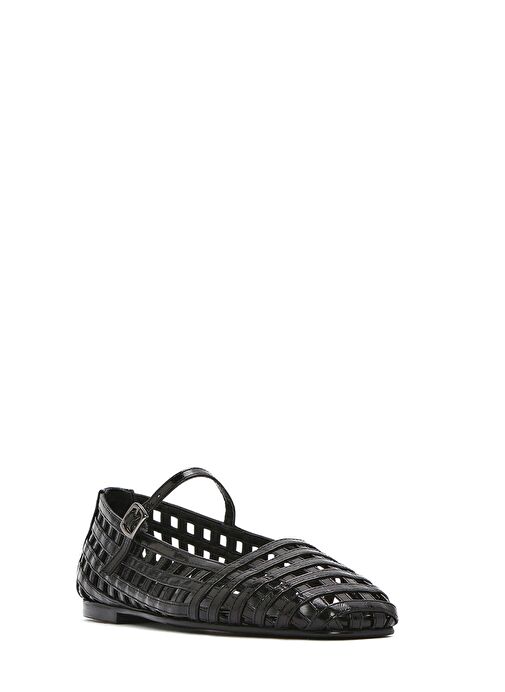 Kadın Siyah Bantlı Rugan Deri Babet 25SFD182516 - Görsel 7