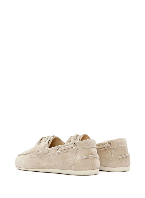 Kadın Gri Bağcıklı Süet Deri Loafer 25SFD420210 - Görsel 6