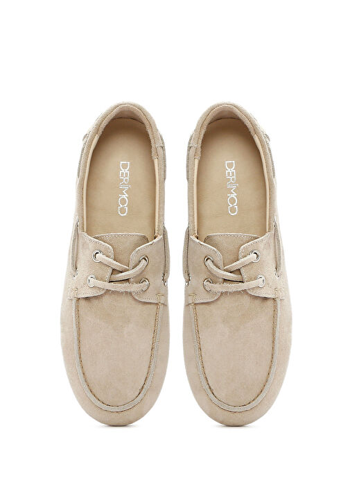 Kadın Gri Bağcıklı Süet Deri Loafer 25SFD420210 - Görsel 8