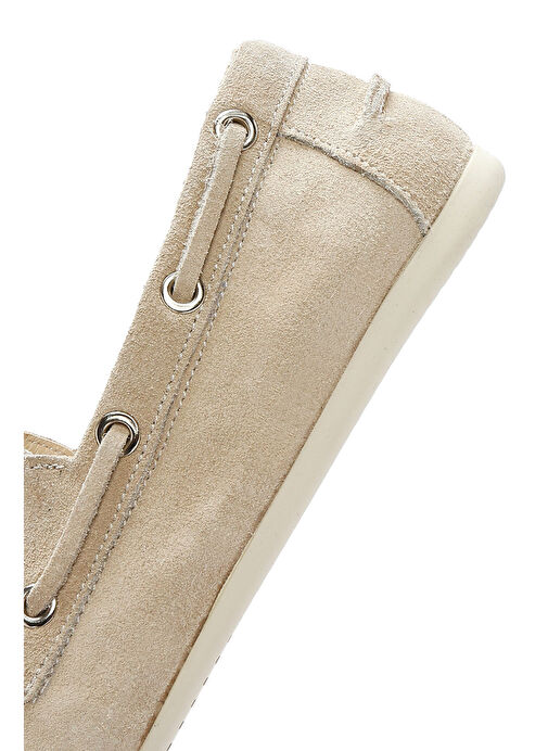 Kadın Gri Bağcıklı Süet Deri Loafer 25SFD420210 - Görsel 9