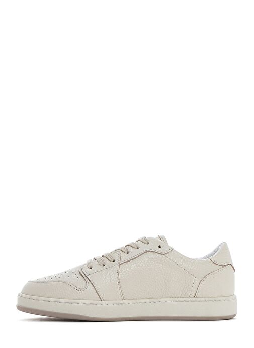 Kadın Krem Bağcıklı Deri Sneaker 25SFD4203FT - Görsel 3