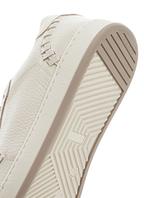 Kadın Krem Bağcıklı Deri Sneaker 25SFD4203FT - Görsel 9