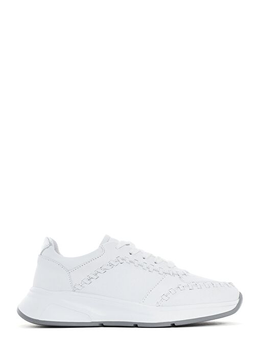 Kadın Beyaz Bağcıklı Kalın Tabanlı Deri Sneaker 25SFD420418 - Görsel 2