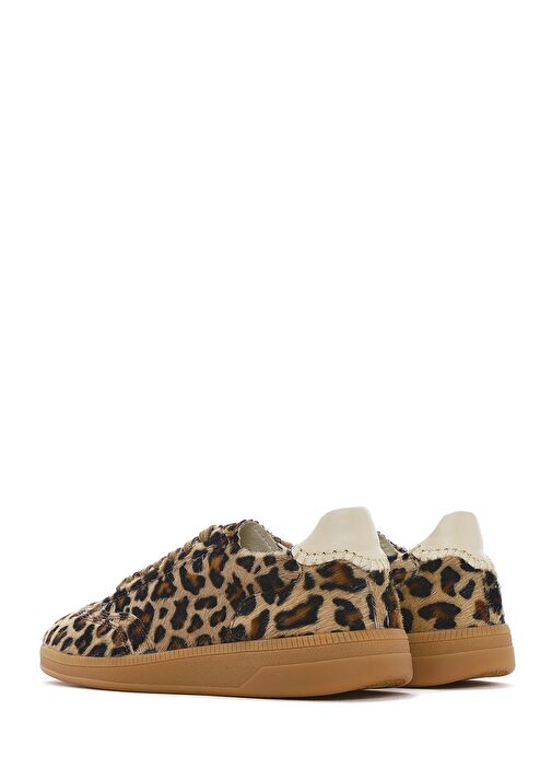 Kadın Leopar Bağcıklı Deri Sneaker 25SFD4205W2 - Görsel 6