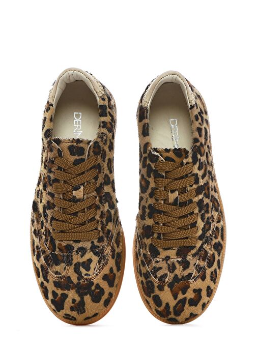 Kadın Leopar Bağcıklı Deri Sneaker 25SFD4205W2 - Görsel 8