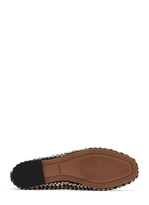 Kadın Siyah Tokalı Hasır Deri Babet 25SFD5511M7 - Görsel 5