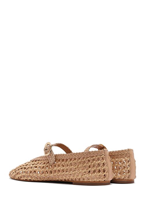 Kadın Bej Tokalı Hasır Deri Babet 25SFD5511M7 - Görsel 6