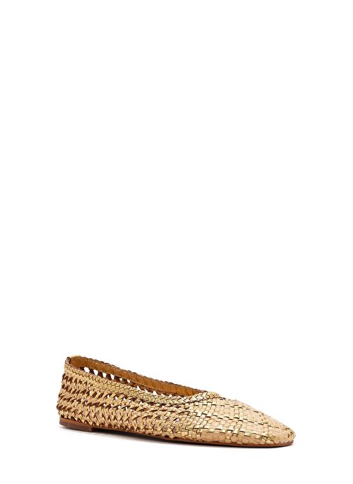 Derimod Derimod Kadın Altın Hasır Deri Babet 25SFD5512M7 | Boyner Altın - 7. görsel