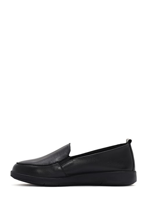Kadın Siyah Deri Comfort Loafer 25SFD410018 - Görsel 3