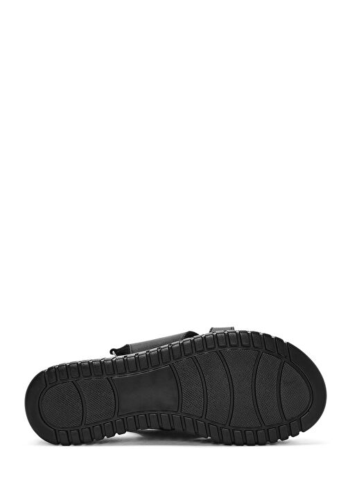 Kadın Siyah Kalın Tabanlı Deri Comfort Sandalet 25SFD410618 - Görsel 5