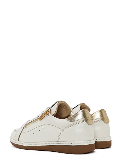 Kadın Krem Bağcıklı Deri Sneaker 25SFD411418 - Görsel 6