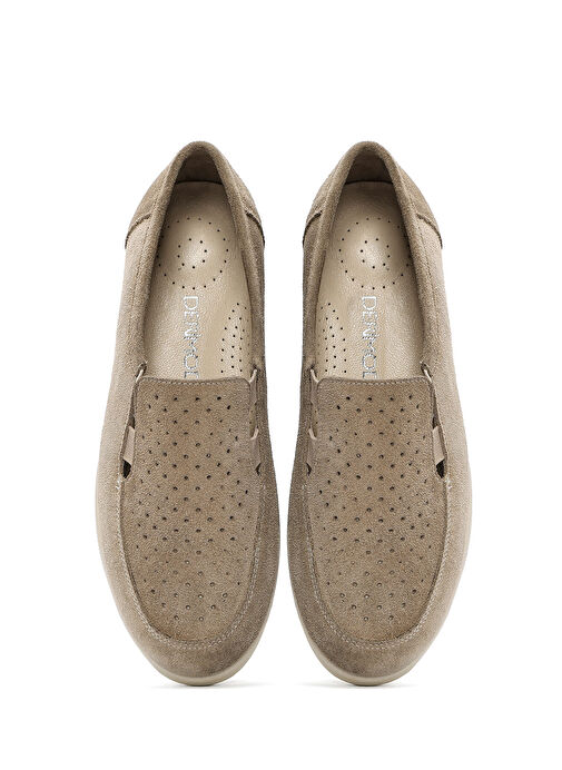Kadın Bej Dolgu Topuklu Süet Deri Comfort Loafer 25SFD411210 - Görsel 7