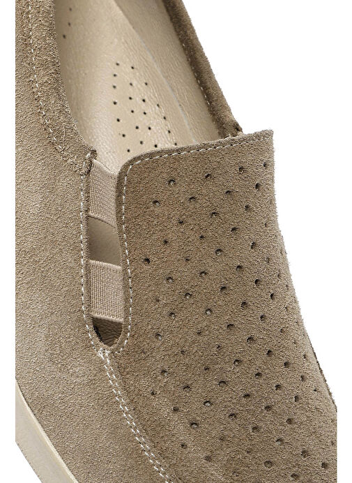 Kadın Bej Dolgu Topuklu Süet Deri Comfort Loafer 25SFD411210 - Görsel 9
