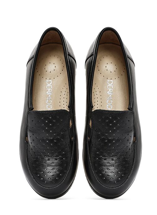 Kadın Siyah Dolgu Topuklu Deri Comfort Loafer 25SFD411218 - Görsel 7