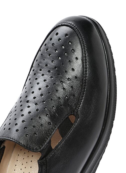 Kadın Siyah Dolgu Topuklu Deri Comfort Loafer 25SFD411218 - Görsel 9