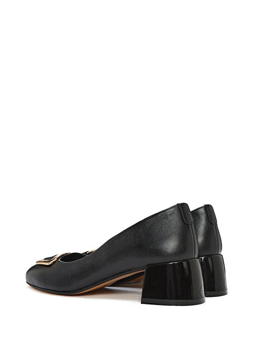 Derimod Derimod Kadın Siyah Toka Detaylı Kısa Kalın Topuklu Deri Ayakkabı 25SFD411018 Topuklu Ayakkabı | Boyner Siyah - 7. görsel