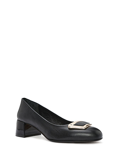 Derimod Derimod Kadın Siyah Toka Detaylı Kısa Kalın Topuklu Deri Ayakkabı 25SFD411018 Topuklu Ayakkabı | Boyner Siyah - 8. görsel