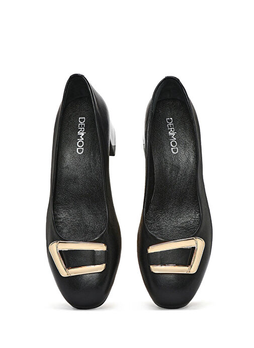 Derimod Derimod Kadın Siyah Toka Detaylı Kısa Kalın Topuklu Deri Ayakkabı 25SFD411018 Topuklu Ayakkabı | Boyner Siyah - 9. görsel