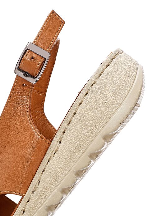 Kadın Taba Arkadan Bağlamalı Deri Comfort Sandalet 25SFD410318 - Görsel 9